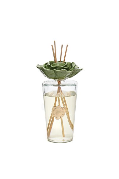 Missi Parlak Sırlı Yeşil Seramik Gül Detaylı Çubuklu Oda Kokusu 400 ml-White ...