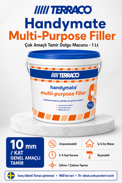 AGK TERRACO Handymate Multi-Purpose Çok Amaçlı 10 mm Duvar Çatlak Delik Tamir...