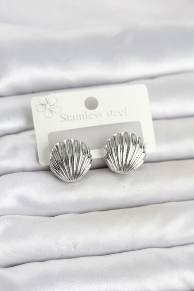 Skygo 316L Steel Silver Color Sea Shell Model Women's Earrings Tj-Bkp11864