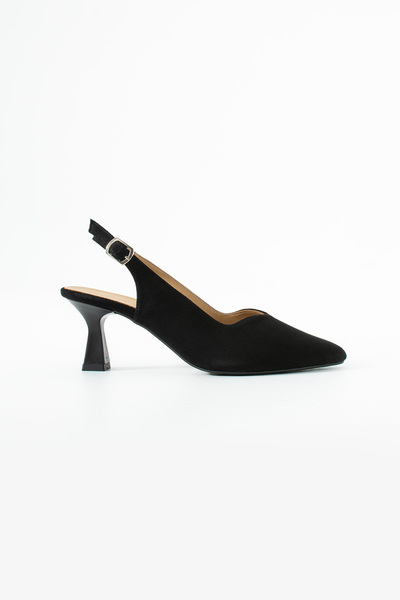 Siena Shoes حذاء نسائي من فلو بكعب قصير من الجلد الطبيعي ومزين بإبزيم، لون أس...