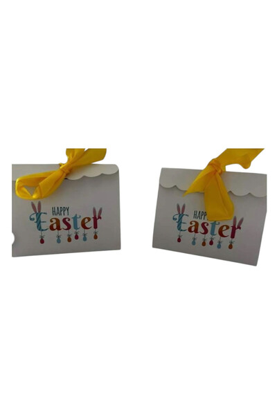 OEM 10 pungi cadou de Paste, alba, din carton, cu mesajul "Happy Easter", acc...