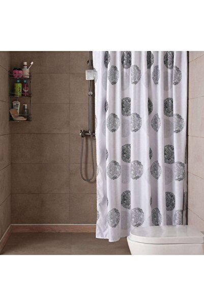 PAN HOME ستارة حمام مطبوعة من كيربي مقاس 180×180 سم - رمادي