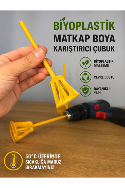 CESTOPİENO Matkap Boya Karıştırıcı Çubuk 5x17 cm – Biyoplastik Karıştırma Apa...