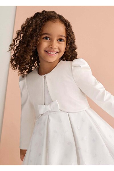 Abel & Lula Mayoral Abel Lula Girls' Evening Dress Leather Jacket White