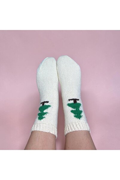 The Elite Home Product Name: Pine Tree Patterned Hand Knitted Socks – 100% Pr...