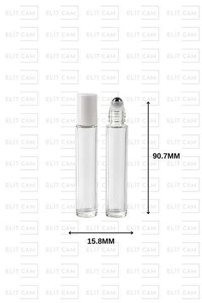 Elitcam 10 CC İNCE UZUN MODEL ŞEFFAF CAM ROLL-ON SÜRÜLEBİLİR BİLYELİ ŞİŞE ( 1...