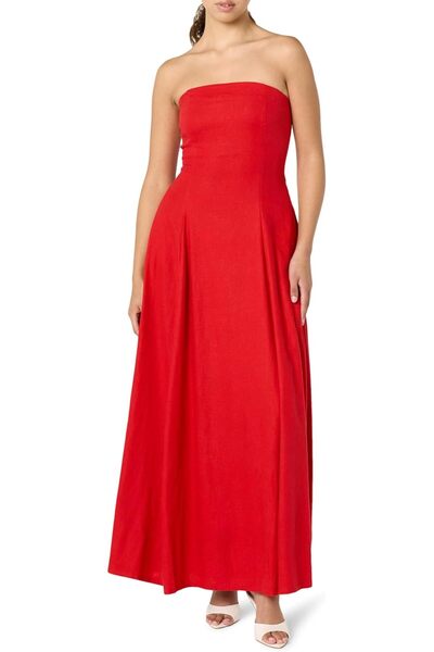 The Drop Rochie maxi de damă Carlota din in, fără bretele