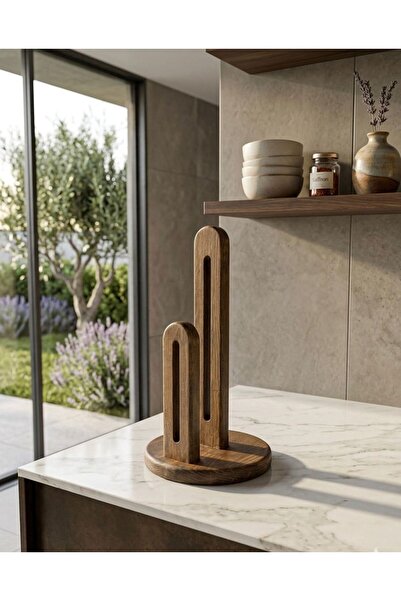 Rabo Craft Round Natural Wood Paper Towel Holder, Roll Paper Towel Holder 100...
