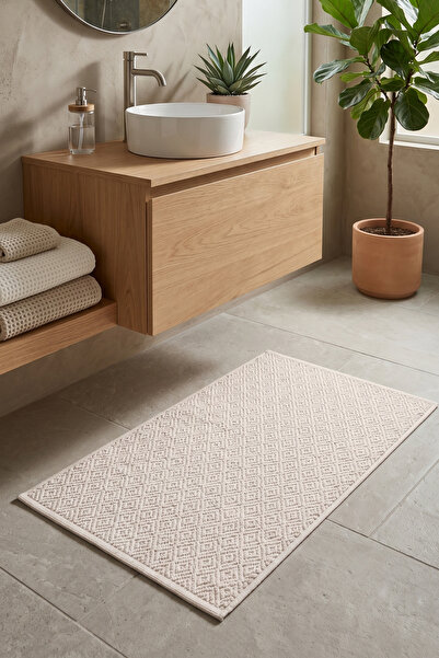 dekozer Luna Krem Yolluk 80x150 cm | %100 Pamuk, Yıkanabilir, Banyo, Mutfak v...