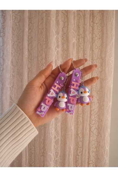 ALCONDZEND Penguin Figured Silicone Keychain Purple Color Bag Ornament Cute K...