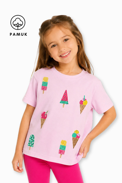 difa kids Letnja majica za devojčice sa kratkim rukavima i ležernim printom s...