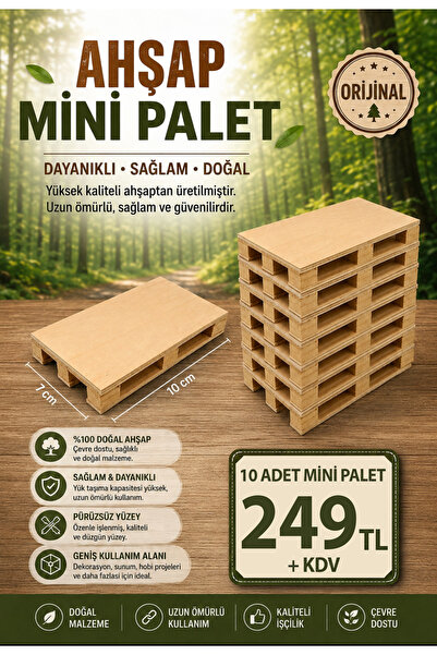 NotYaz Ahşap Mini Palet 7x10cm (10'lu Paket)