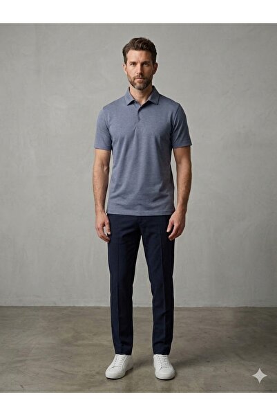Kip Rahat Kalıp Kısa Kollu Likralı Örme Polo T-Shirt 10057