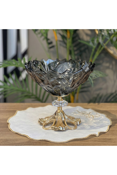 Elta Collection Patented Design Luxury Crystal Gold Footed Presentation Bowl ...