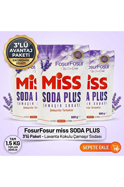 Miss Foşur Foşur Soda Plus Lavanta Kokulu Çamaşır Sodası 500 gr x 3 Adet Avan...