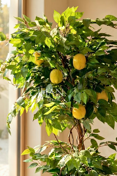 Cihan Çiçekçilik Yapay Limon Ağacı 180 cm - 6 Limonlu Siyah Küre Saksılı 27x33 cm