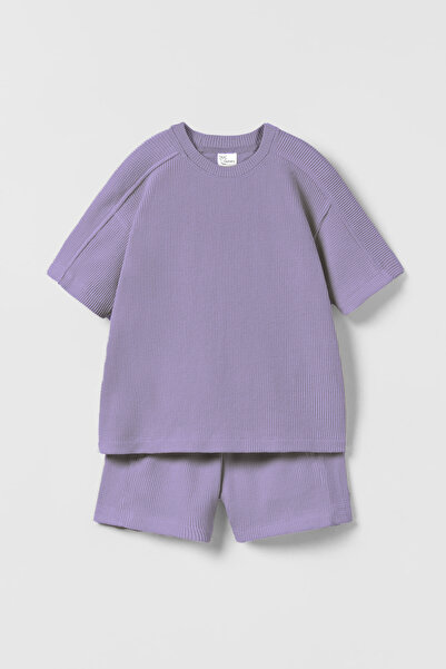 hepbaby Lila, Waffle Dokulu Şortlu Çocuk Takım HB23990