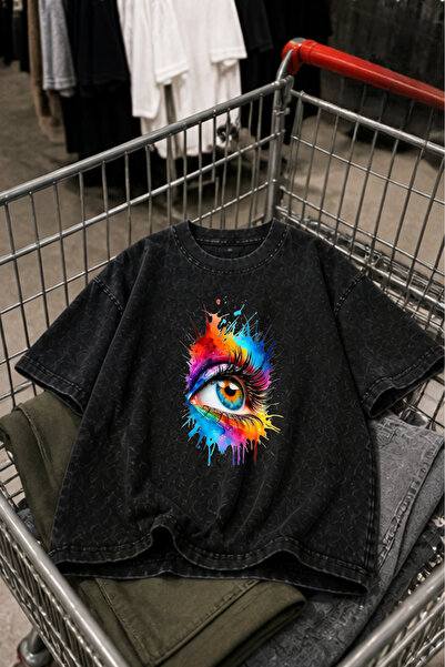 valeriae Πλενόμενο μπλουζάκι Oversize Unisex, Πλυμένο Vintage Street Style, Μ...