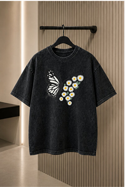 ZEMLİYA Sara Washed Oversize Unisex T-Shirt Washed Vintage Street Style Stree...