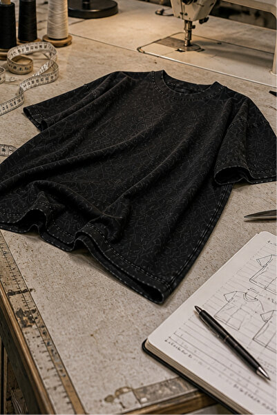 valeriae Πλενόμενο μπλουζάκι Oversize Unisex, Πλυμένο Vintage Street Style, Μ...
