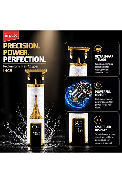 IMPEX Professional Hair Clipper With LED Display And T-Blade