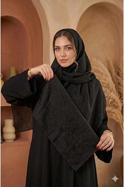 Veil Designer طرحه بوال طبقتين تطريز ورد الجوري علي طرفين الطرحه 190 *60