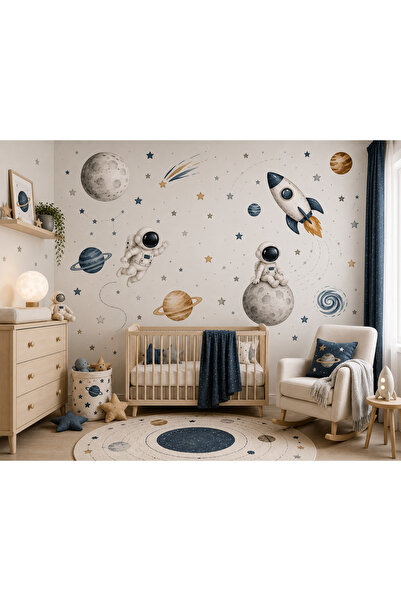 MaisonVelinCo Uzay Macerası Duvar Sticker Seti – Astronot, Roket ve Gezegenle...