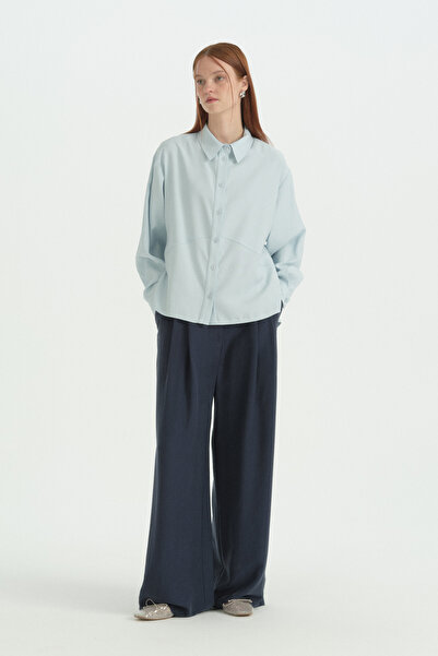 Nihan Front Cut Out Shirt - Light Blue