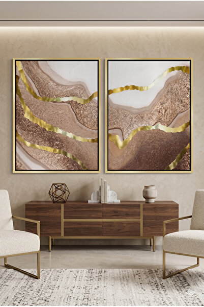 Jasmine Art Gilded Dunes Set of 2 Islamic Wall Art | Framed Canvas Print | Ar...