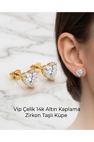Lunexa Vip Çelik 14k Altın Kaplama Paslanmaz Kararmaz Alerji Yapmaz Zirkon Ta...