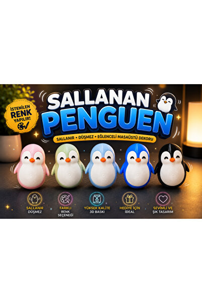 TRİMENT3D Wobble Penguin – Sallanan Penguen Masaüstü Dekoru