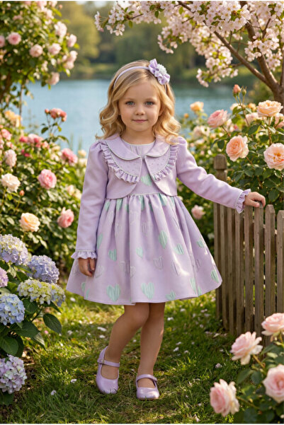 Pamina Baby Girl Evening Dress Heart Embroidered Dress and Bolero Hairband Se...