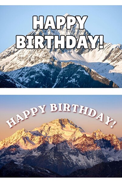 OEM Set 2 Felicitari Happy Birthday Mountain Peak, Design Aventură, Carton Pr...