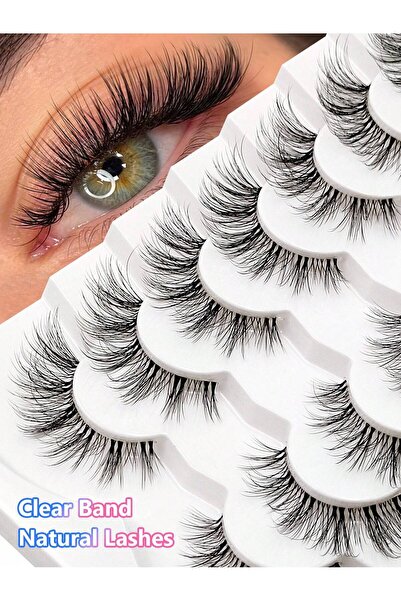 ORVILLA 7 Pairs Transparent Handle Cat Eye Lashes Natural Lightweight Reusabl...