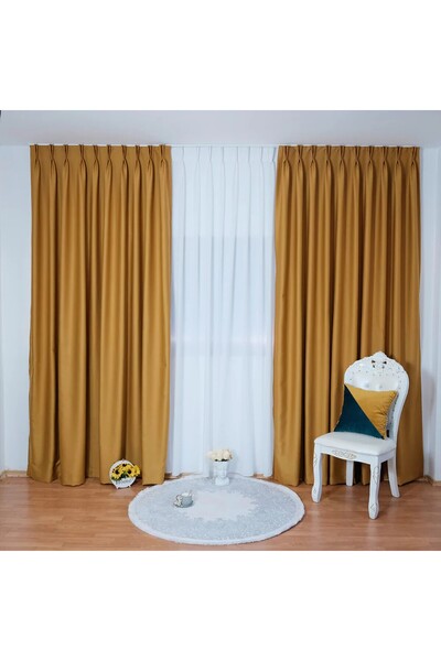 ArasyaHome Draperie Ibiza de Textura Groasa 90% Blackout Mustar