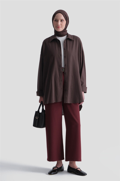 Armine Düğme Detaylı Gömlek 25KD1108 Kiremit