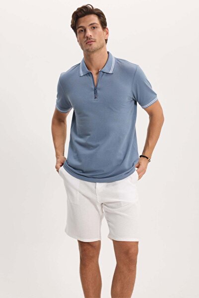 Tudors Men's Slim Fit 100% Cotton Short Sleeve Smoked Polo Collar T-Shirt