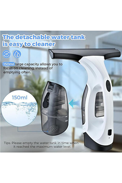 SASKA Portable Window Vacuum Cleaner with 28cm Electric Squeegee for Streak-Free Glass Cleaning
