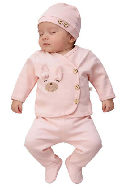 İrem Çocuk Giyim Baby Girl Rabbit Themed Five-Piece Hospital Discharge Bodysu...