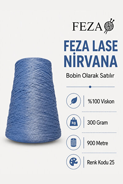 Feza Lase Nirvana %100 Viskon Bobin Örgü İpi 300 gr 900 Metre - El Örgüsü, Ça...