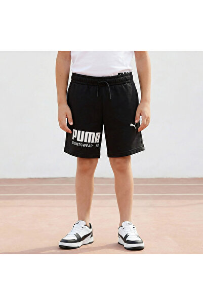 Puma Knee Length Elasticated Waistband Shorts with Logo Print