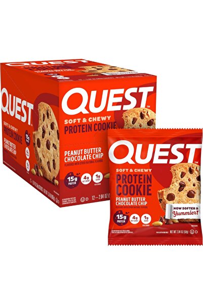 Quest بسكويت زبدة الفول السوداني بالشوكولاتة عالي البروتين، مناسب للكيتو، قلي...