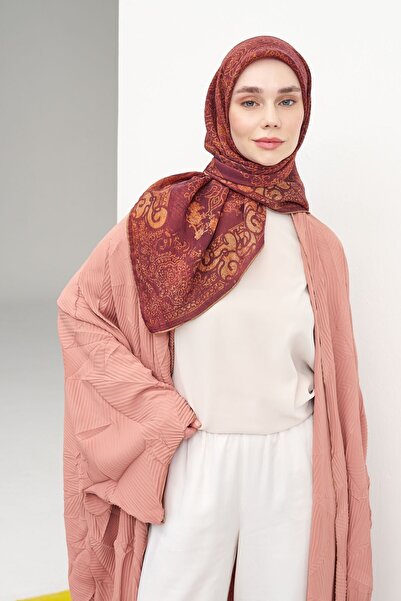 Silk Home وشاح مونار بنقوش عرقية بلون البرقوق 90×90