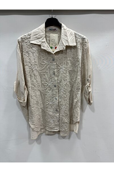 della moor Women's Beige Italian Floral Embroidered Foldable Long Sleeve Over...