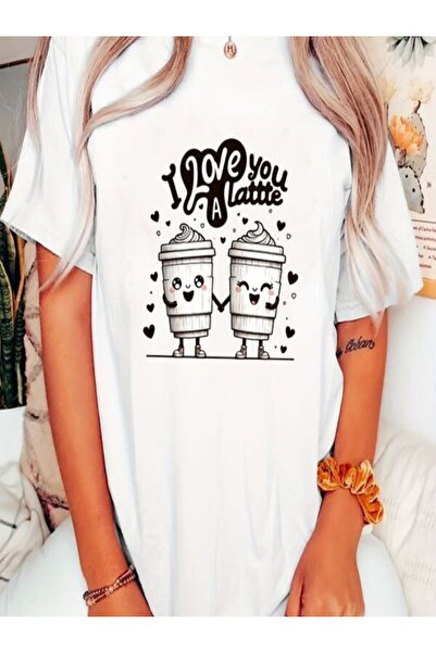 COZYWEAR I Love You a Latte Printed Oversize T-Shirt