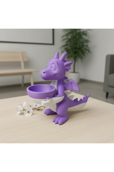 OEM Figurină Dragon Decorativă cu Bol, Suport Obiecte Mici, Imprimare 3D, 15 cm