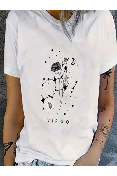 COZYWEAR Virgo Zodiac Sign Patterned Printed T-Shirt