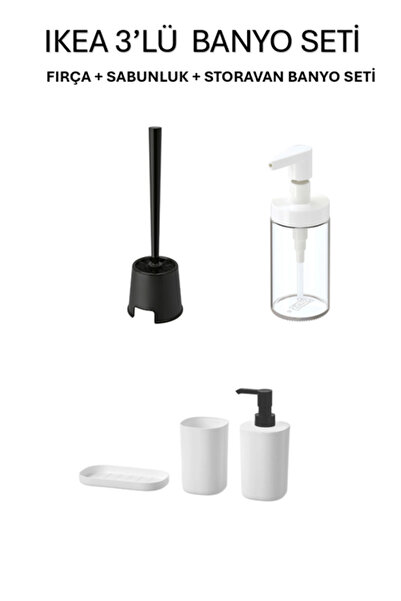 IKEA SET DE BAIE 3 PIESE PERIE NEAGRĂ PENTRU WC + SET DE BAIE STORAVAN + DOZA...