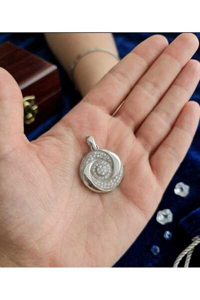 Frost Jewellry 925 ayar yuvarlak model zirkon taşlı gümüş kolye ucu