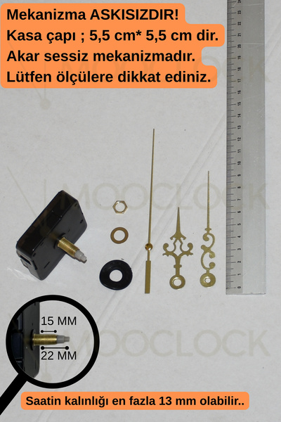 MOOCLOCK Clock Mechanism, Silent Wall Clock Mechanism, 22 mm Shaft, Scorpion-...